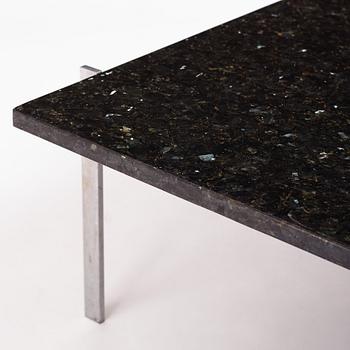 Poul Kjaerholm, a 'PK61' labradorite/larvikit stone top sofa table, edition E Kold Christensen, Denmark, early 1960s.