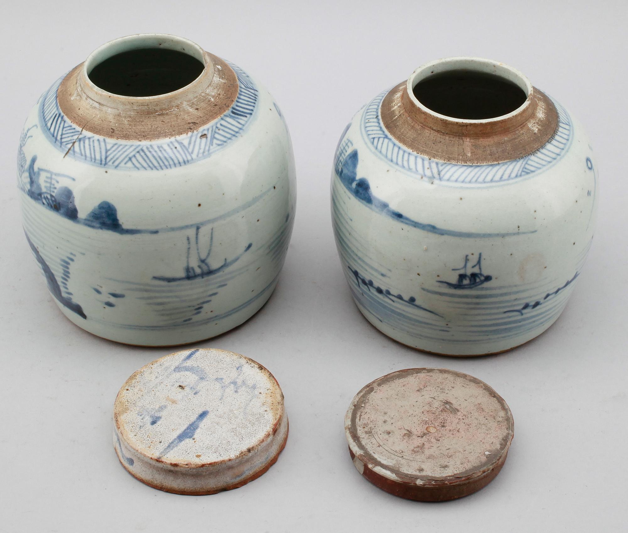 BOJANER, 2 st, porslin, Kina, 1800-tal.
