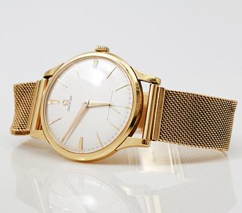 ARMBANDSUR, 18K guld, Omega. Total vikt inklusive urhus ca 65 g.
