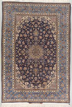 A old part silk Esfahan rug, signed Ghafarian, around 222 x 150 cm.