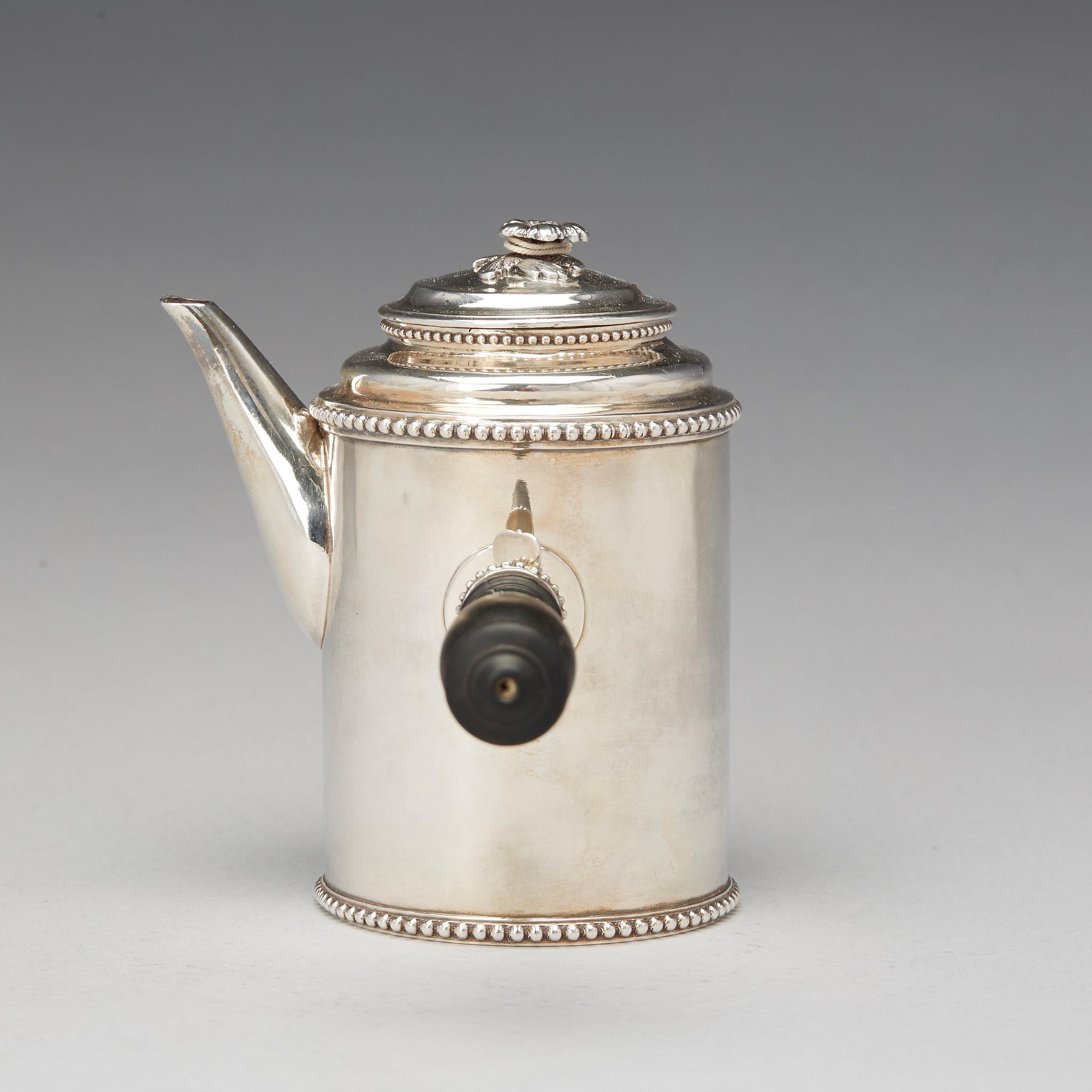 A Swedish Gustavian silver mocca-/coffee-pot, mark of Arvid Floberg, Stockholm 1792.