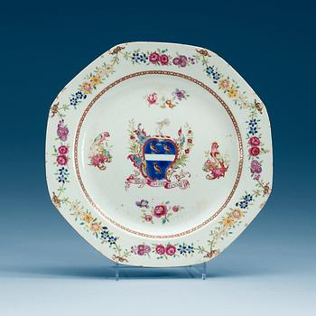 An English Armorial dinner plate with the arms probably of Philips of Yarpole, Qing dynasty, Qianlong (1736-95).