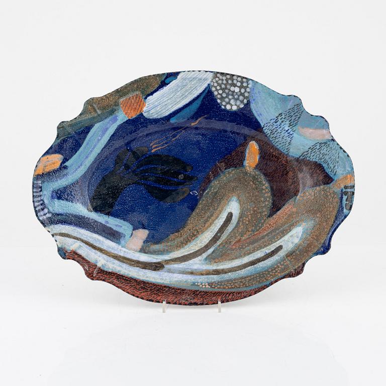 Herman Fogelin, a stonewear dish, signed.