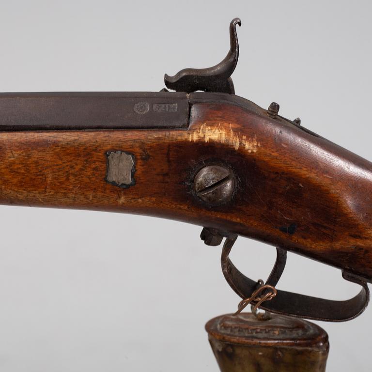 A Swedish percussion rifle, 19th Century.