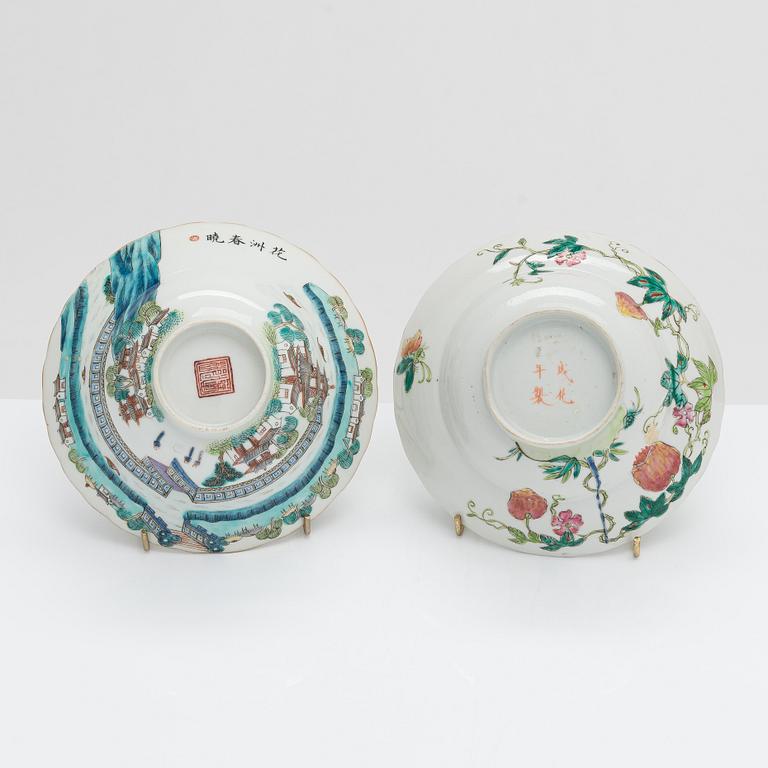 Two porcelain Qing dynasty bowls. China 20th century.