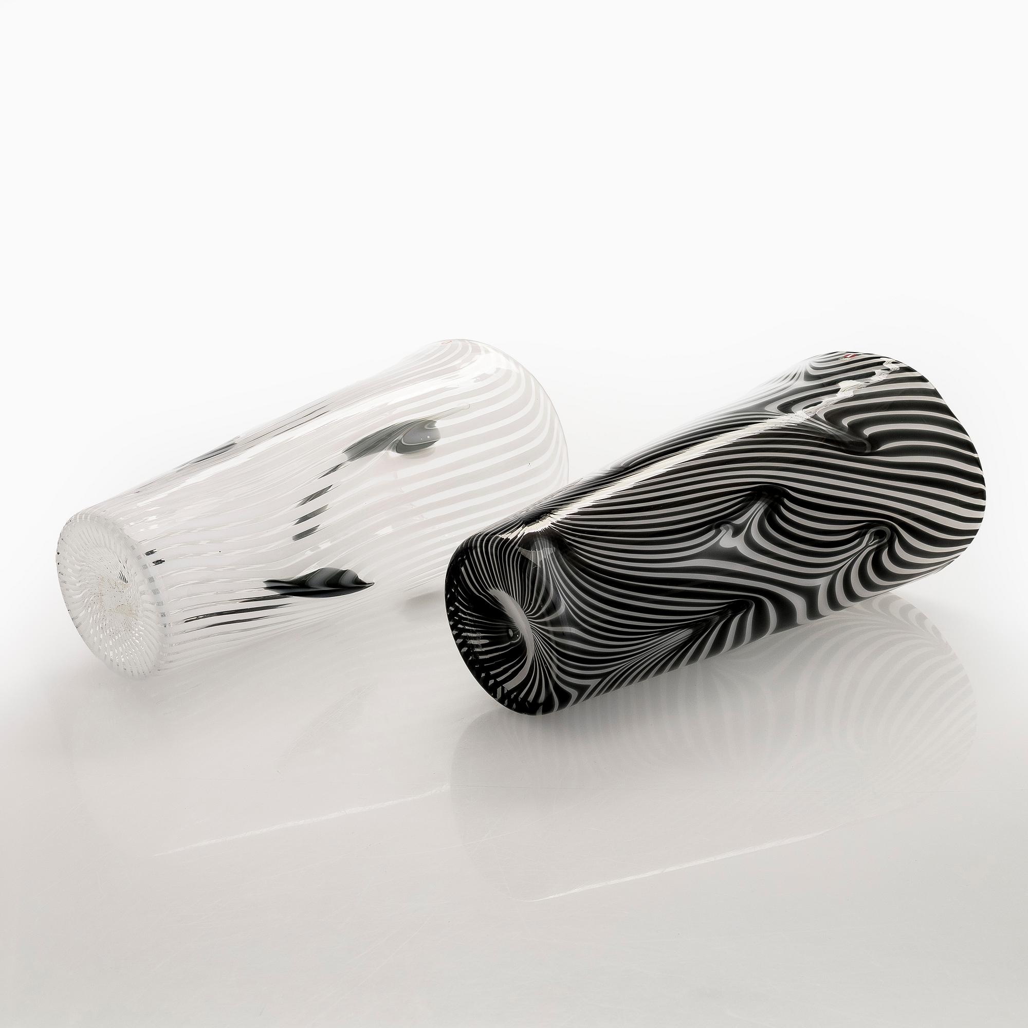 Kerttu Nurminen, two vases, signed Kerttu Nurminen Nuutajärvi, 18/99 and 63/99.