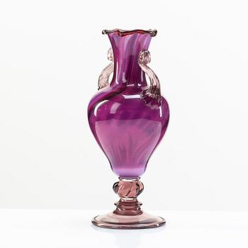 Simon Gate, & Knut Bergqvist, Heinrich Wollman, a purple graal glass vase, Orrefors Sweden 1917.