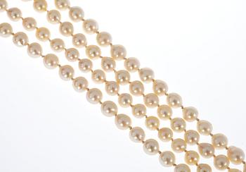 COLLIER, 2-radigt odlade japanska pärlor, ca 7 mm.