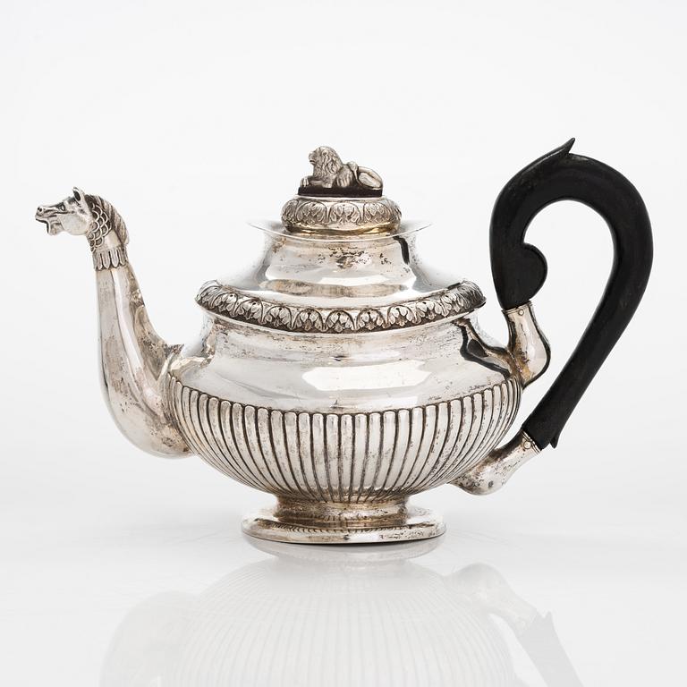 A Late-Empire silver teapot, maker's mark of Carl Petter Norlin, Malmö 1830.