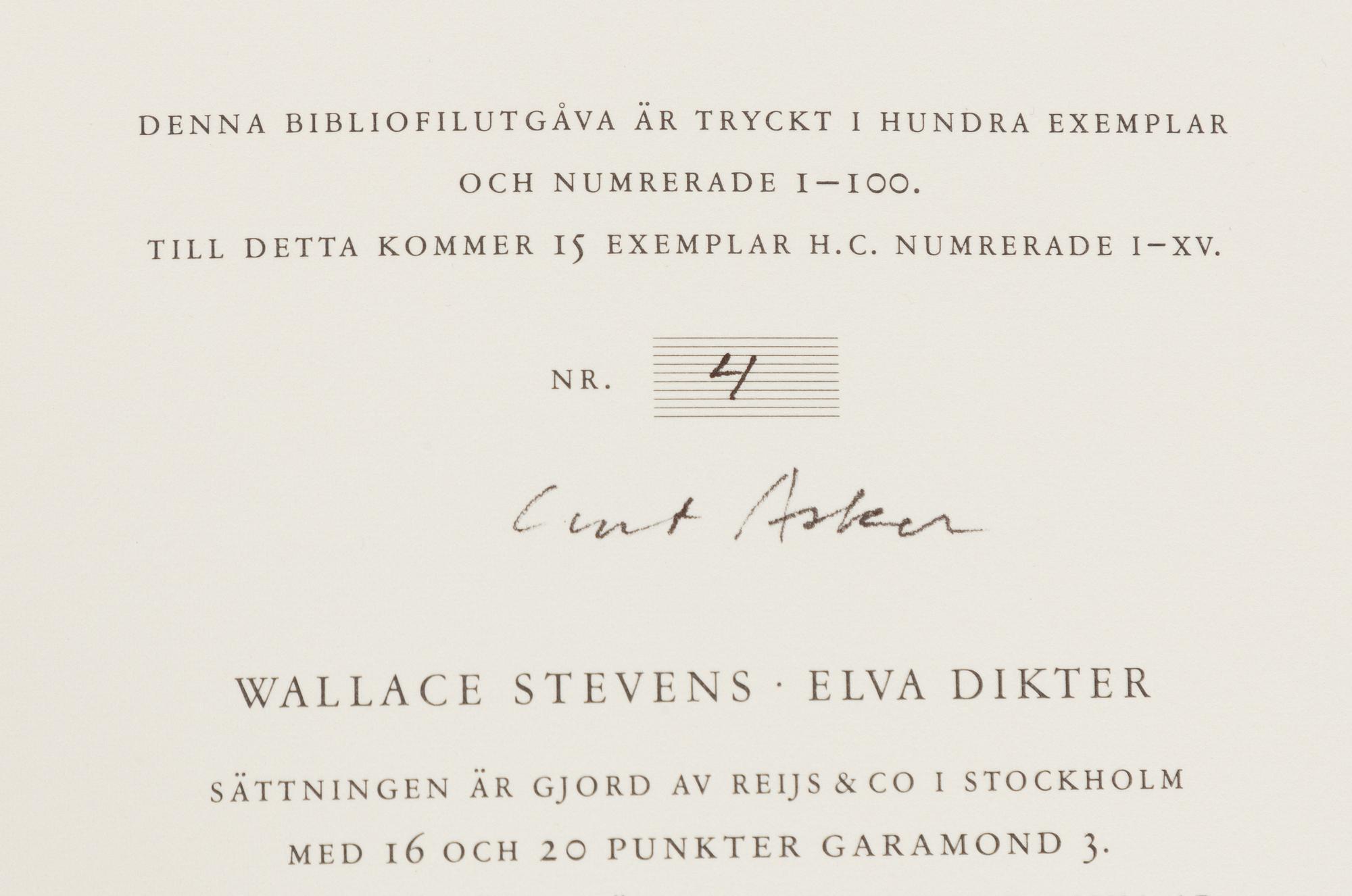 Curt Asker/Wallace Stevens "Elva dikter".