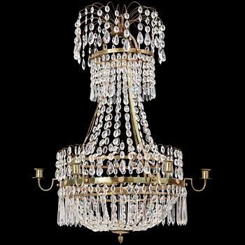 586. A late Gustavian early 19th century seven-light chandelier.