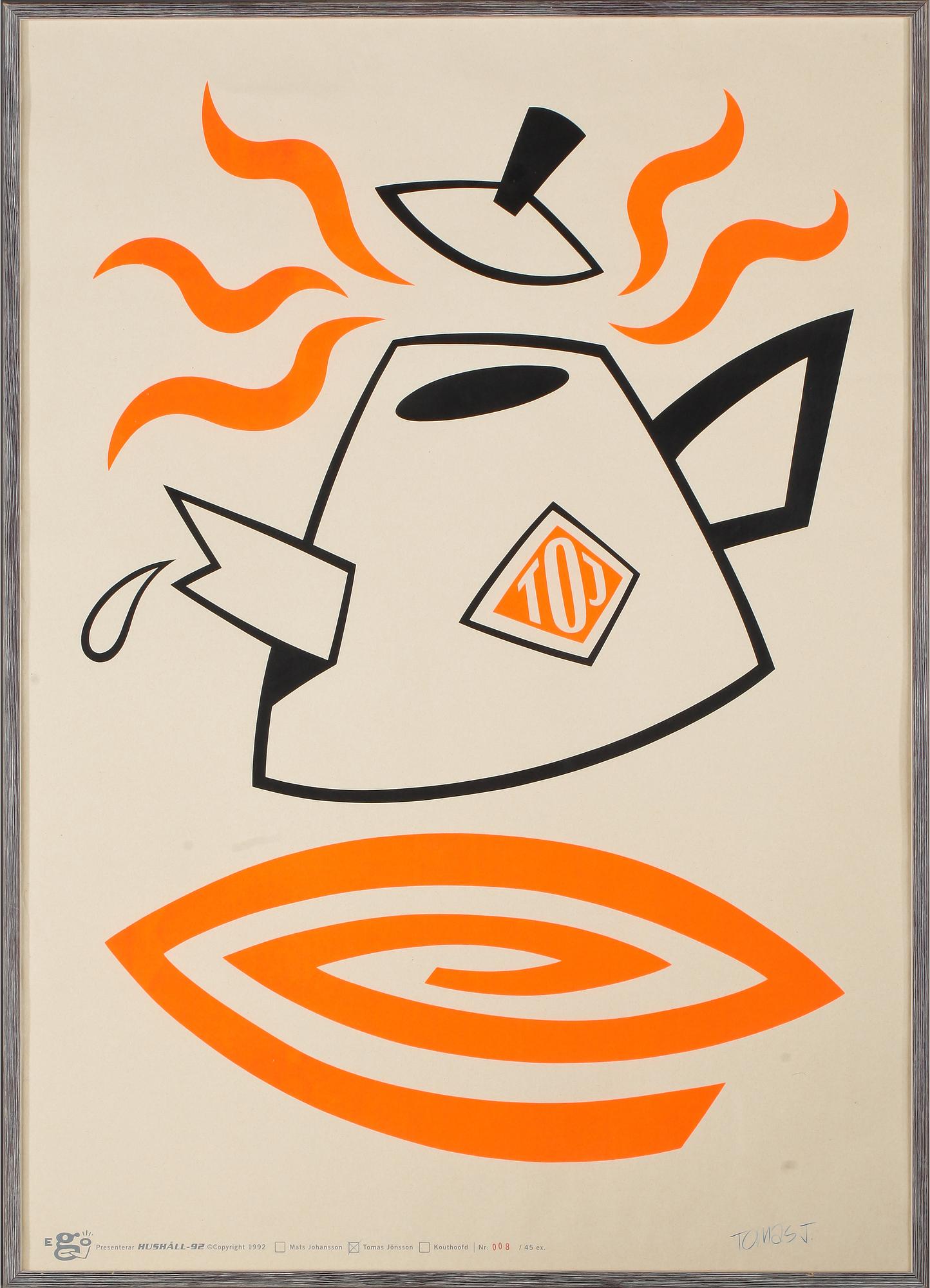 AFFISCH, signerad Tomas J för Tomas Jönsson, 1992.