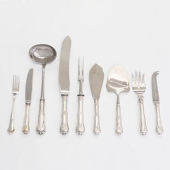 A 19-piece set of 'Chippendale' silver cutlery,Turku and Hämeenlinna 1957-1989.