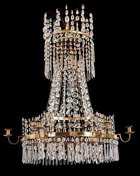 608. A late Gustavian circa 1800 seven-light chandelier.