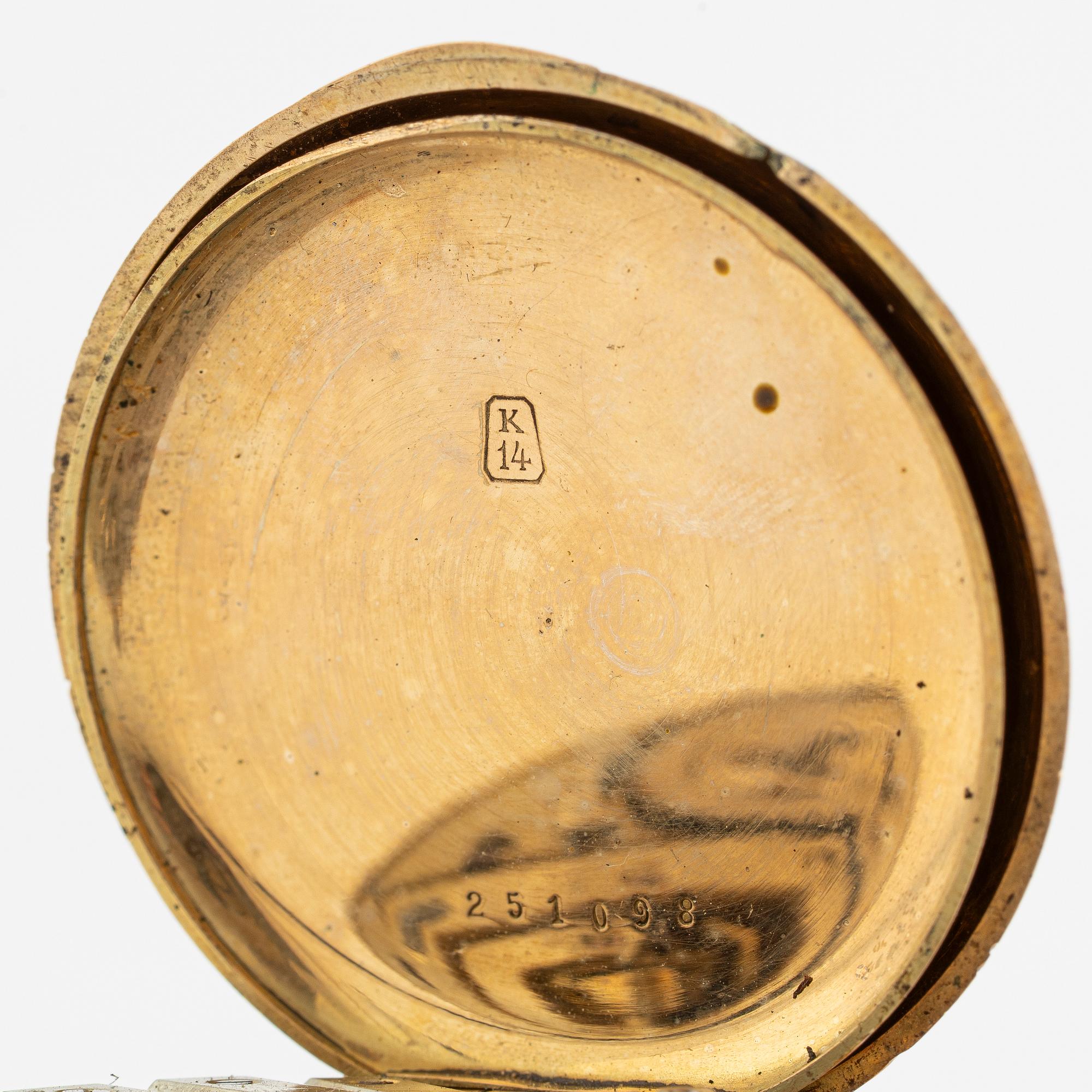 Pocket watch, 14K gold, 37,5 mm.