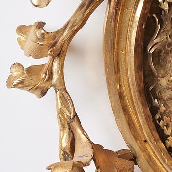 French Louis XV 1740's gilt bronze wall clock.