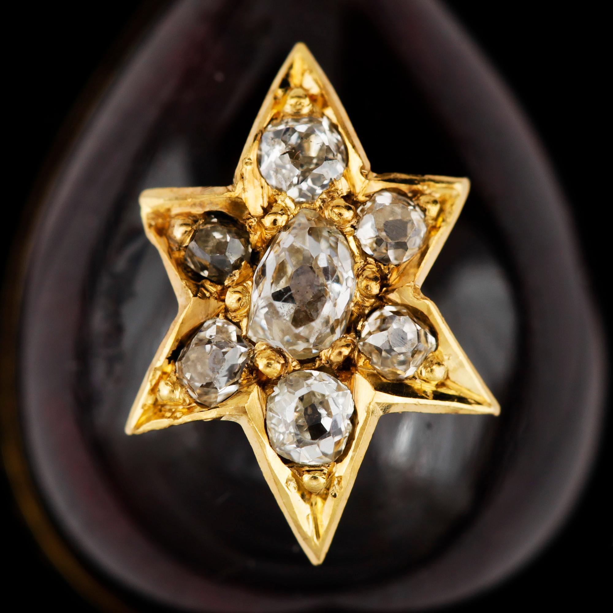 A pair of garnet and antique cut diamond earrings, c.1900.