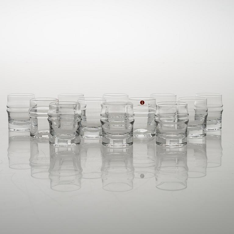 TIMO SARPANEVA, ryyppylaseja, 12 kpl, "Pisararengas", 2054, Iittala.