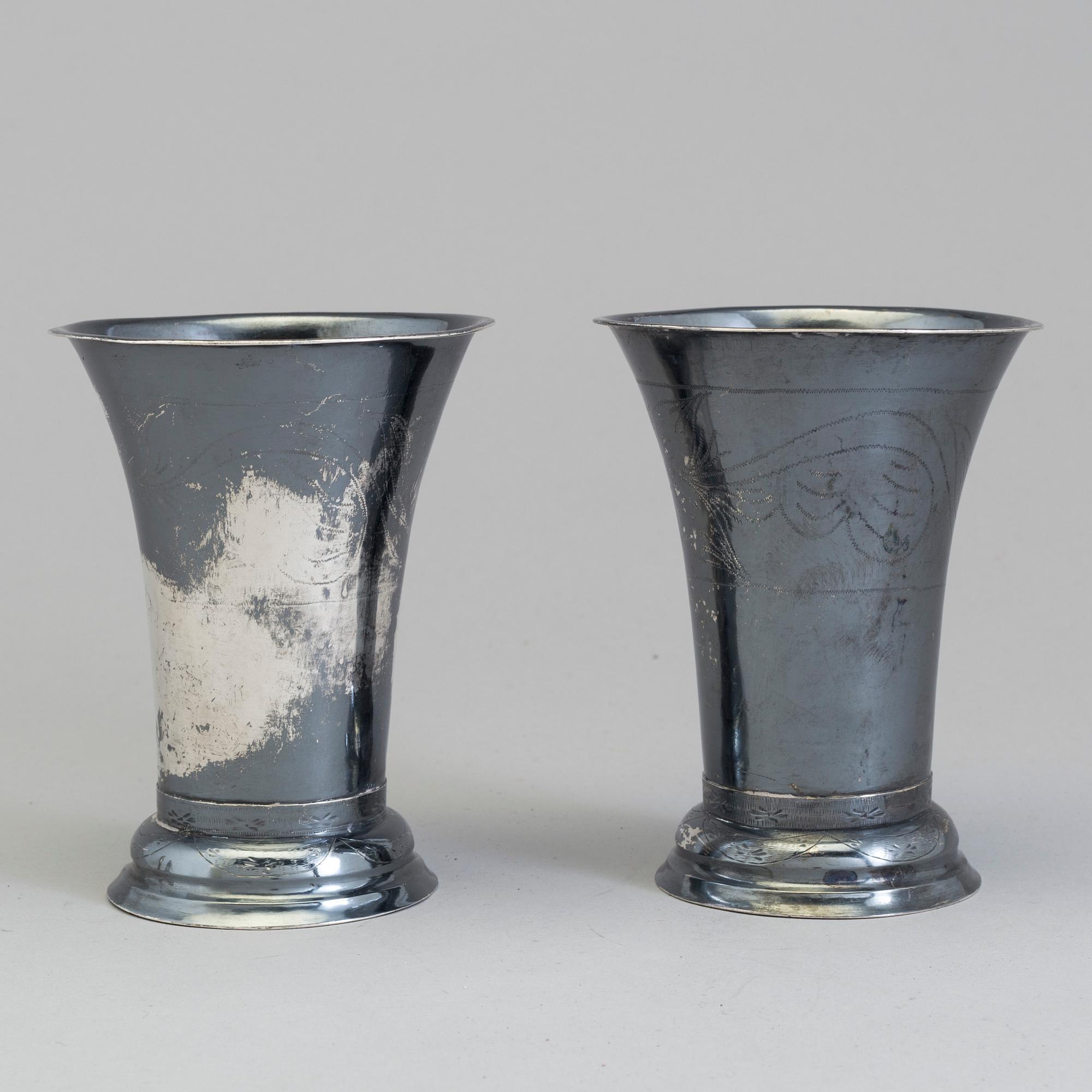 A pair of Swedish 19th century silver beakers, mark of CG Högstedt, Kalmar 1823.