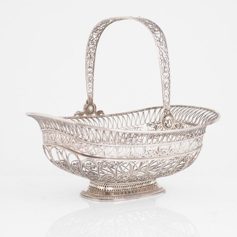 Bread basket, silver, possibly Hanau, Germany. Turn of the 20th century.