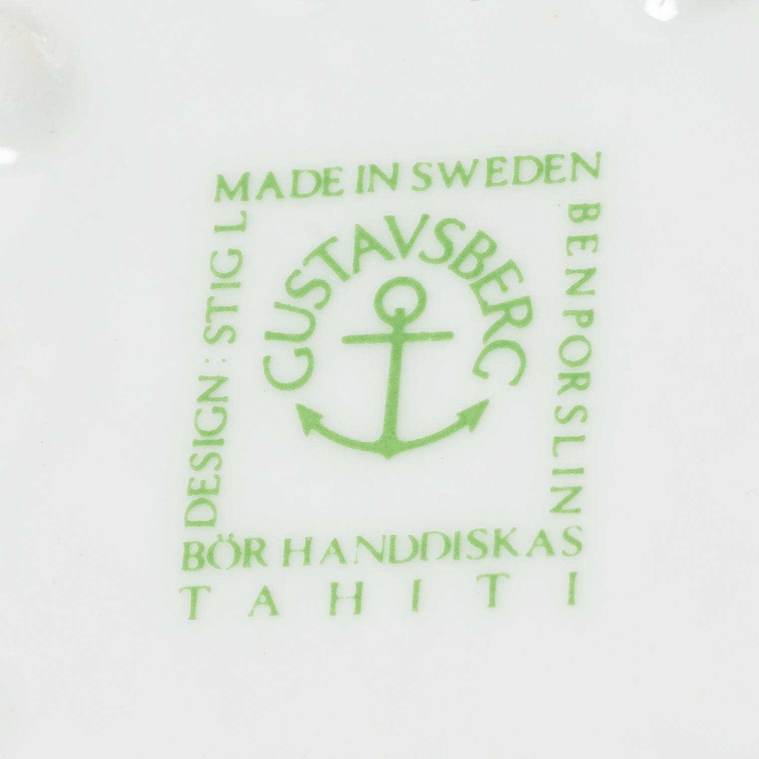 Stig Lindberg, five 'Tahiti' coffee cups with saucers, Gustavsberg.