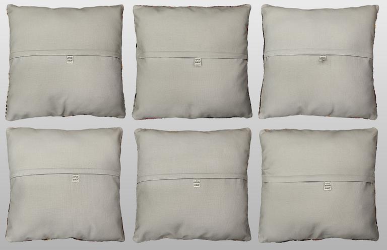 Cushion covers, 6 pcs, Kelim, older Anatolian fragments.
