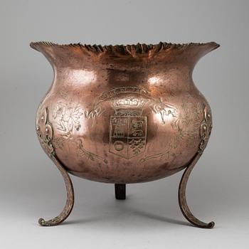 A 19th century copper flower pot.