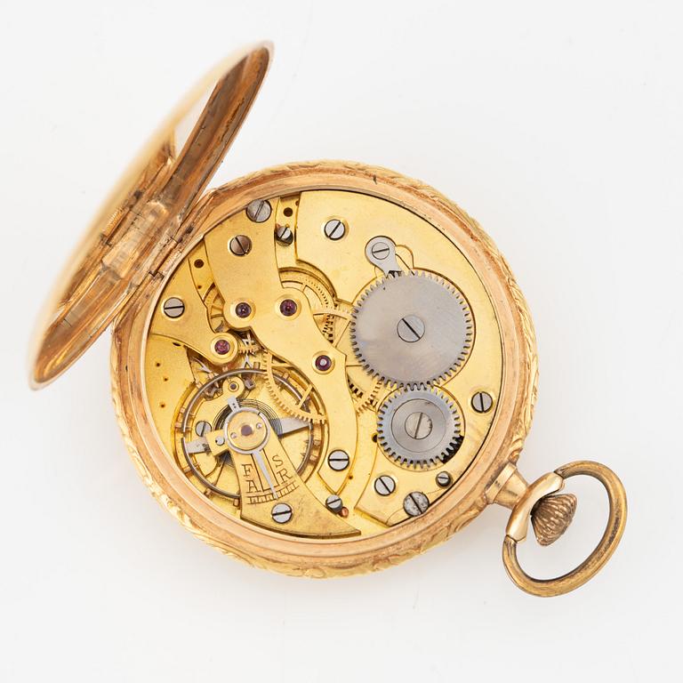 Pocket watch, 14K gold, "Exakt", 49 mm.