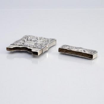 Visitkortsfordral, silver. Kina, omkring 1900.