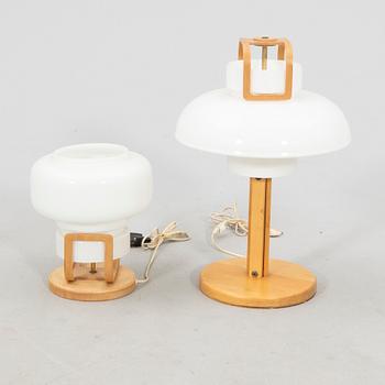 Jan Johansson, table lamps 2 pcs Orrefors 1970s.