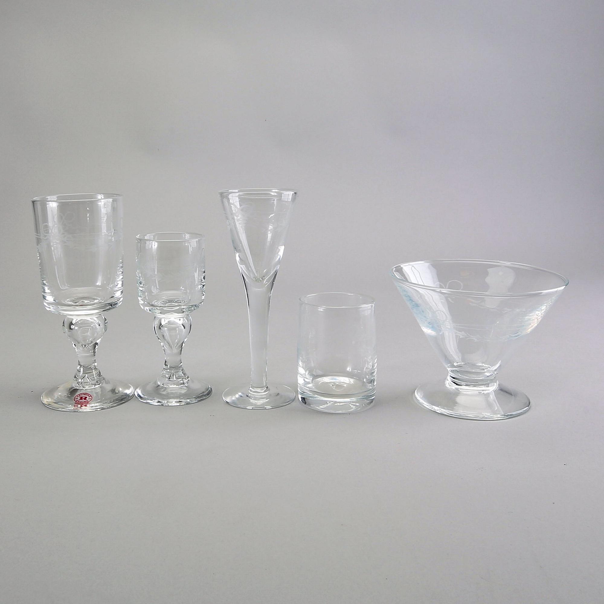 A 66 pcs "Antik" glass service from Reijmyre later part of the 20th century.
