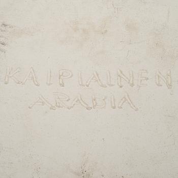 BIRGER KAIPIAINEN, A CERAMIC DISH. Flowers and dragonflies. Signed Kaipiainen, Arabia. Late 1970s.