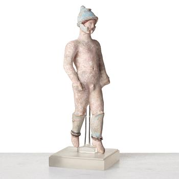 A Greek terracotta sculpture of a warrior, Hellenistic period, Canosa, 3rd Century B.C.
