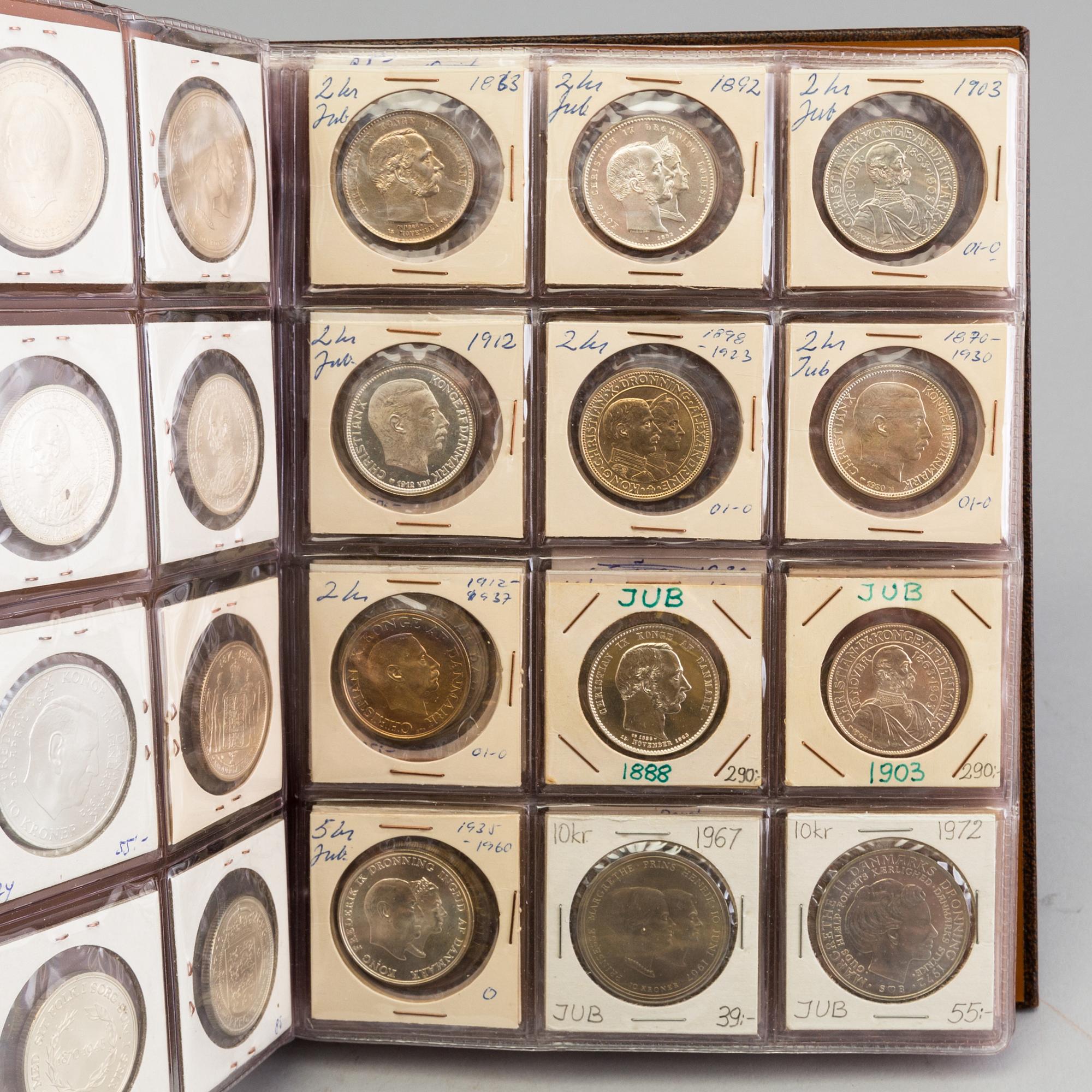 SAMLING MYNT, 102 stycken, bland annat Sverige och Danmark, 1900-tal.