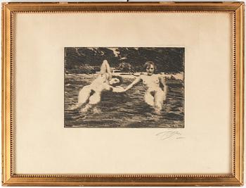 Anders Zorn · ANDERS ZORN, etsning, "Najader", signerad i blyerts, signerad och daterad 1918 i trycket.