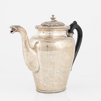 Kaffekanna, silver, oidentifierade stämplar, 1826.