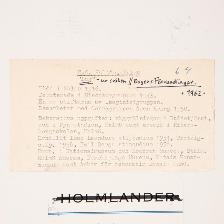 CO Hultén, ”Dag”, from: ”Dagens Förvandlingar”.