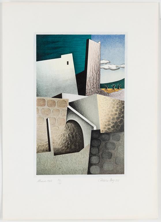 CHRISTIAN BERG, folder with five lithographs, no 56, signed 1973.