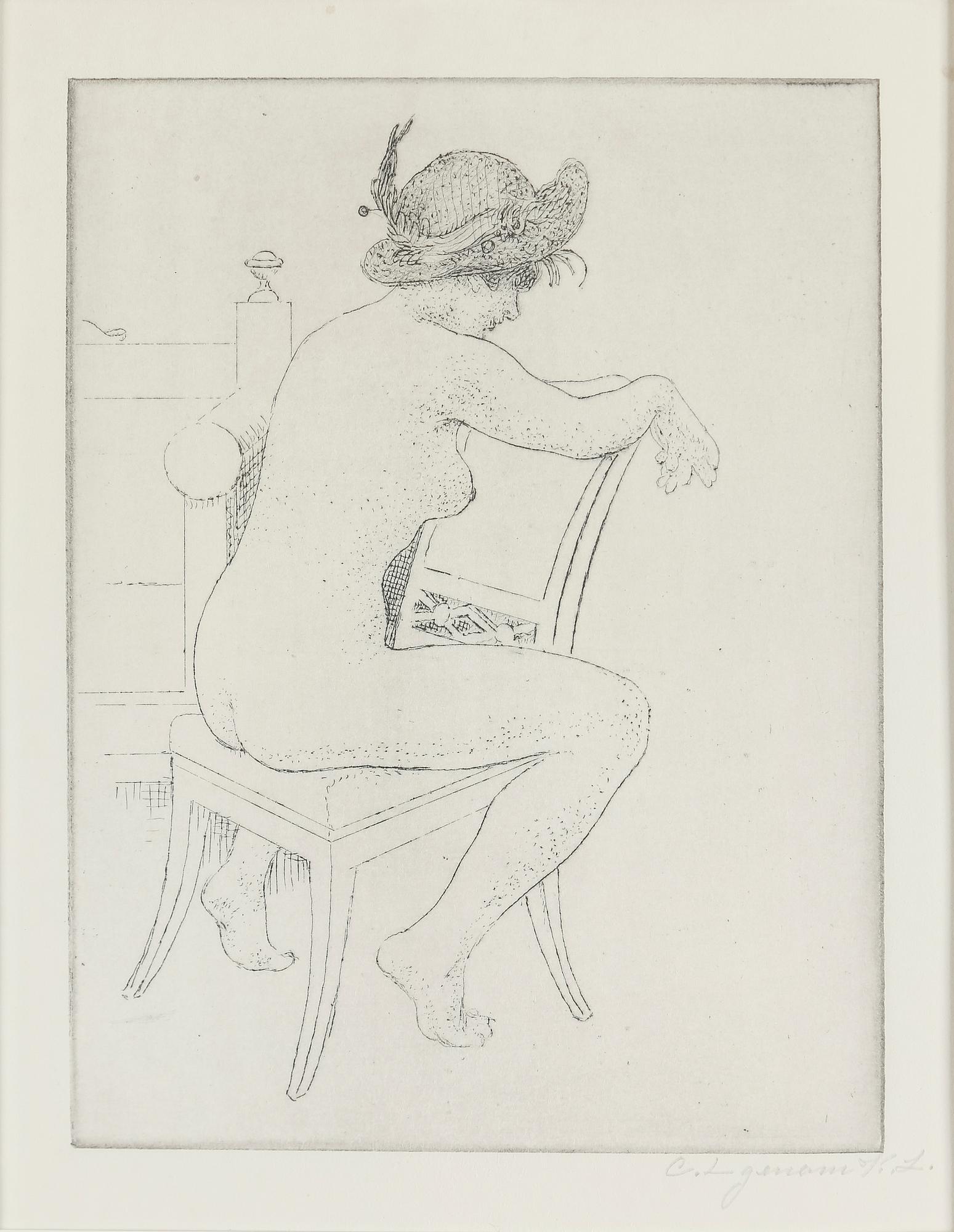 CARL LARSSON, etching, posthumously signed "C.L genom K.L. [Karin Larsson, the artist's widow] in pencil. Executed 1919.