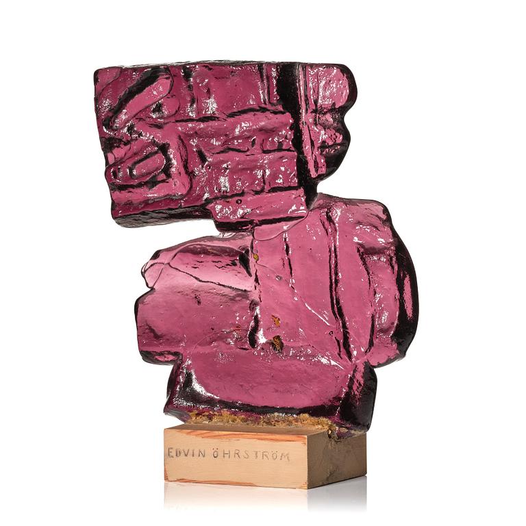 Edvin Öhrström, a unique cast purple glass sculpture, Lindshammars glasbruk, Sweden, probably 1950-60s.