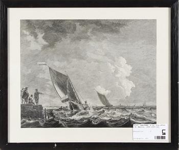 GRAVYRER, 4 st, bla efter J.F. Martin, 1800-1900-tal.