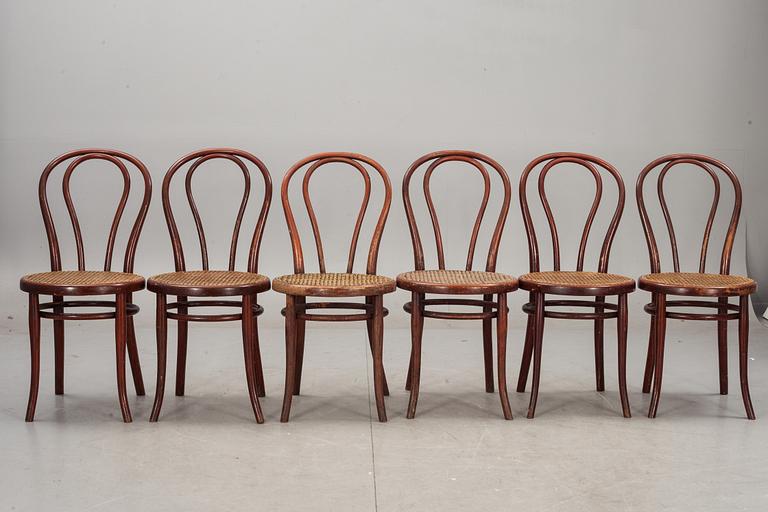 STOLAR, 6 st, Thonet, 1900-talets första hälft, brännmärkta.