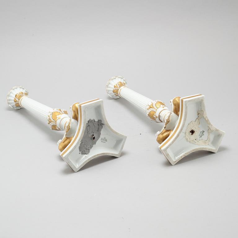 A pair of mid 20th century porcelain candlesticks from Rosenthal.