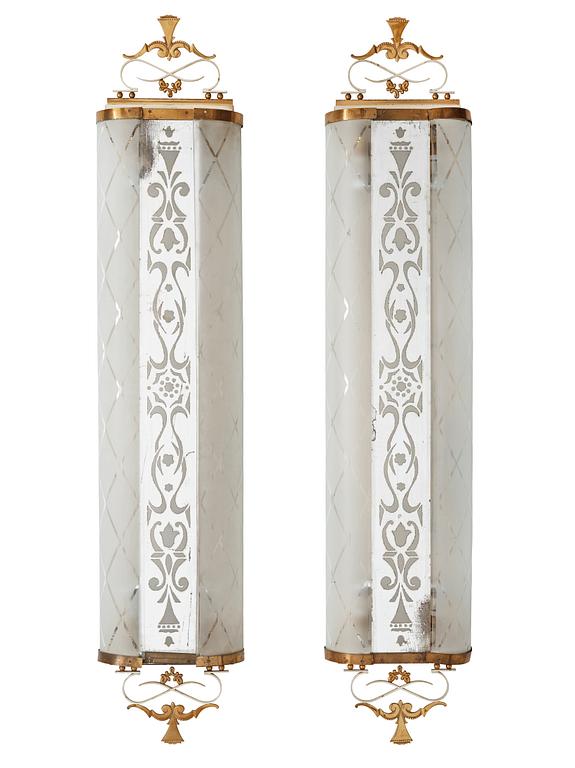 A pair of Swedish grace wall sconces, 1930's.