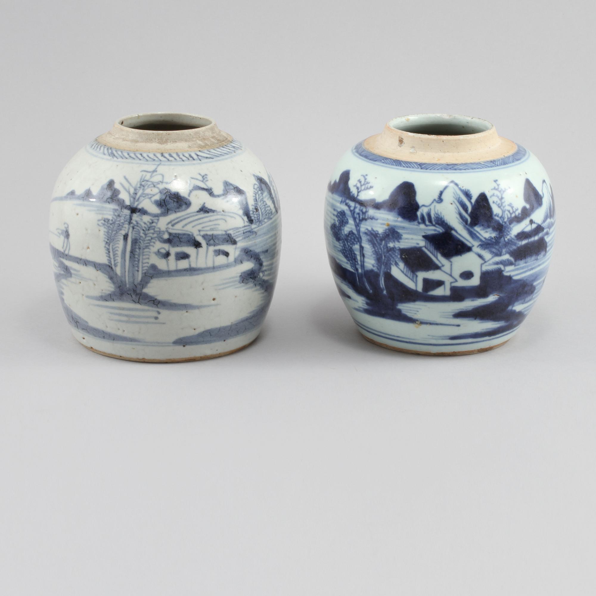 BOJANER, 2 st, porslin, Kina, 1800-tal.