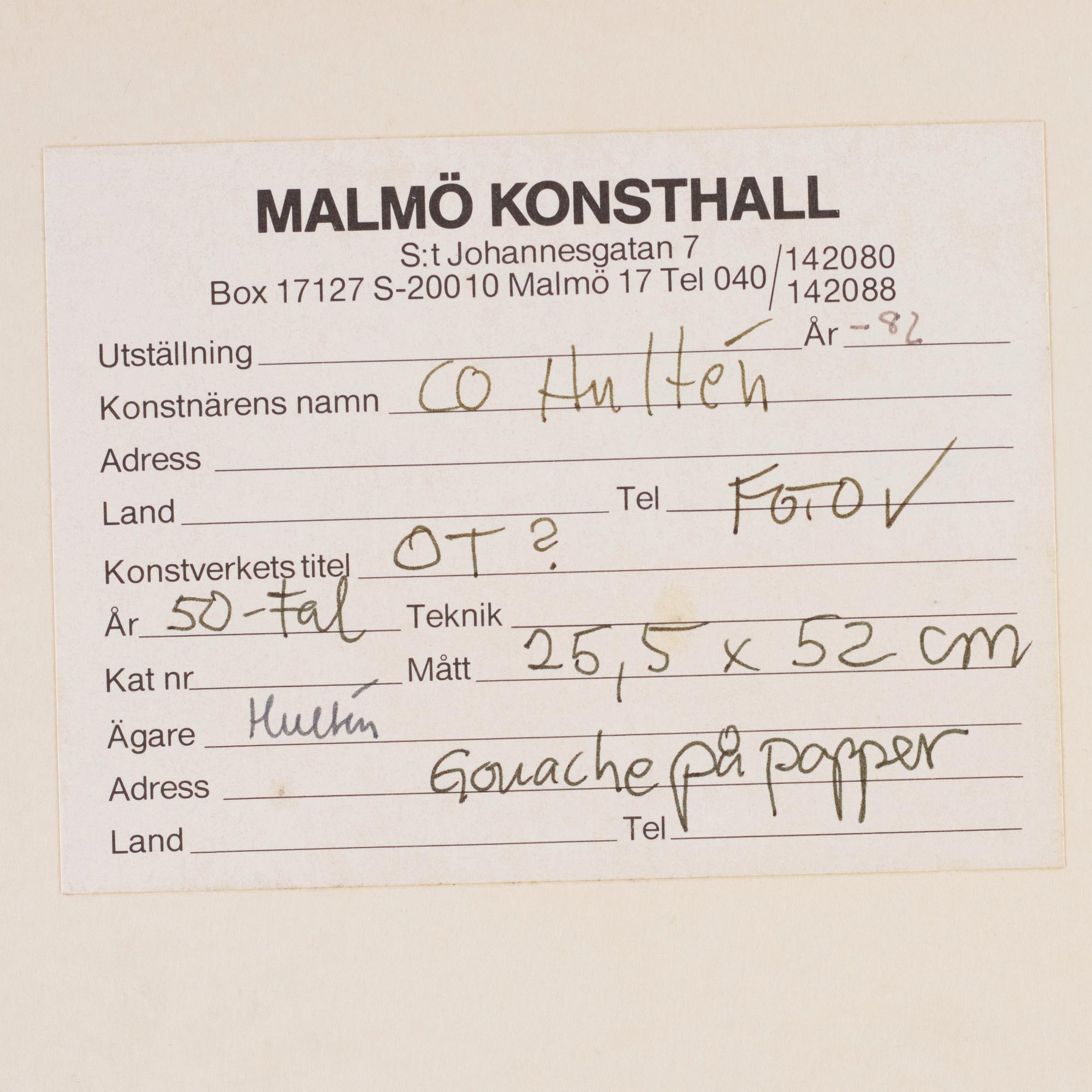 CO Hultén, "Flödande tecken med liggande".