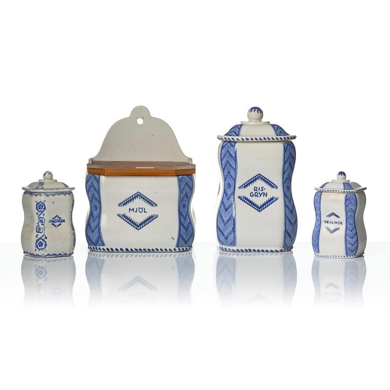 Wilhelm Kåge, 30 ceramic spice jars, Gustavsberg, Sweden, 1917 an onwards.