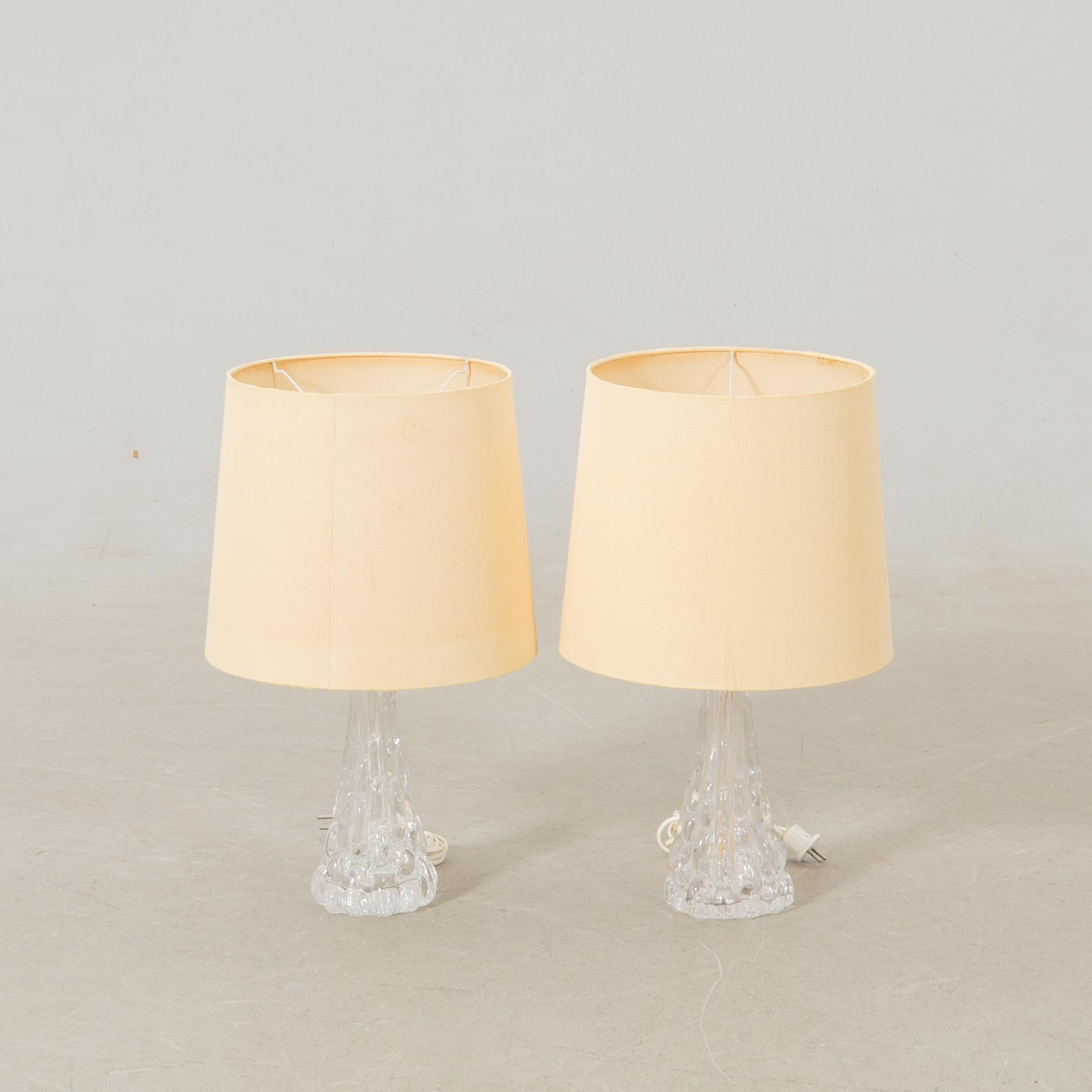 Carl Fagerlund, Bordslampor ett par, modell "RD-1477", Orrefors 1900-talets andra hälft.