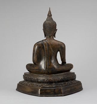BUDDHAFIGUR, brunpatierad  brons, trol Thailand 1800/1900-tal.