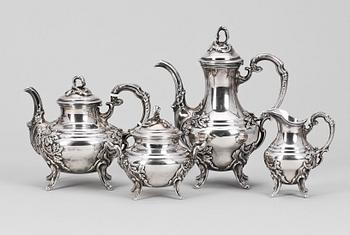 SERVIS, 4 delar, silver, svenska importstämplar, 1900-talets andra hälft. Tot vikt ca 783g.